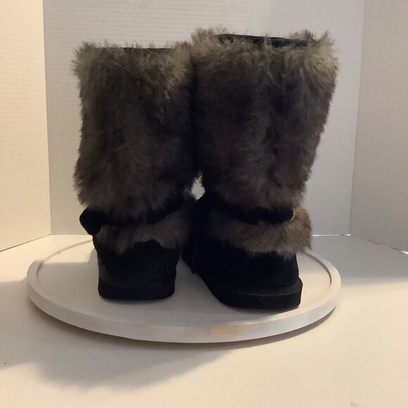 Genuine Suede Blend Winter Snow Ankle Boots MUFFY Women Size 6 Buckle Accent - Picture 3 of 7